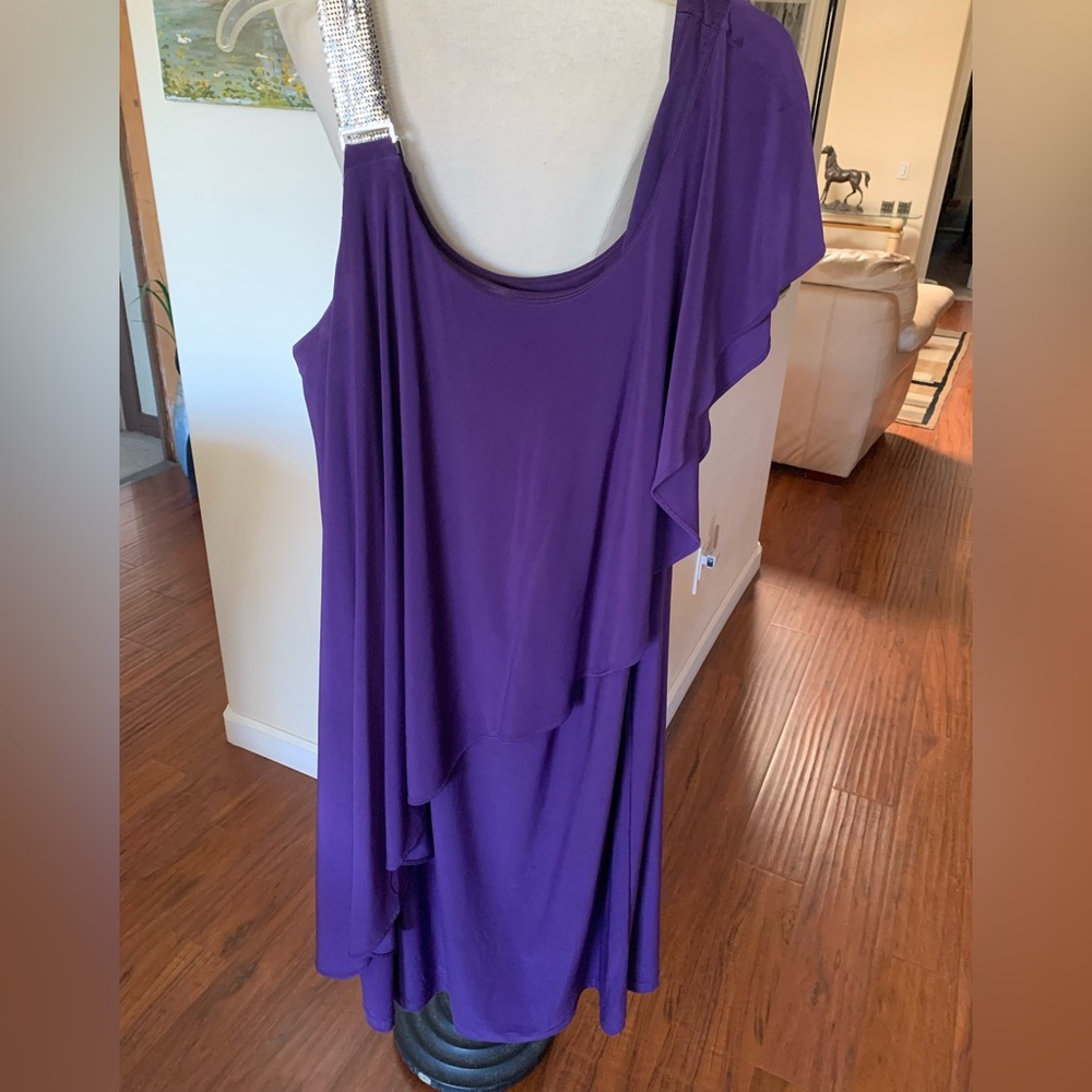 Embellished One-Shoulder plus size Purple Dress